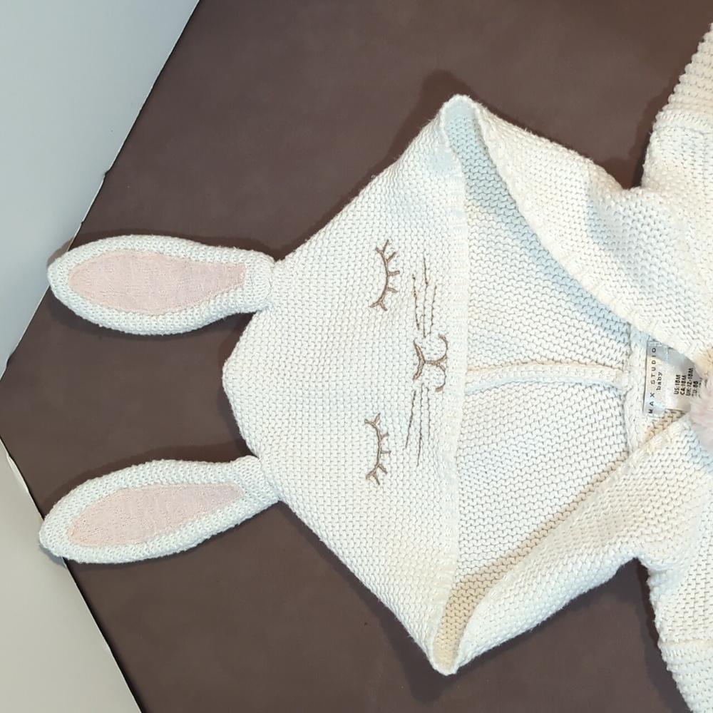 Max Studio Baby Jacket Hooded Bunny Rabbit Cottontail Pink snap closure 18 m